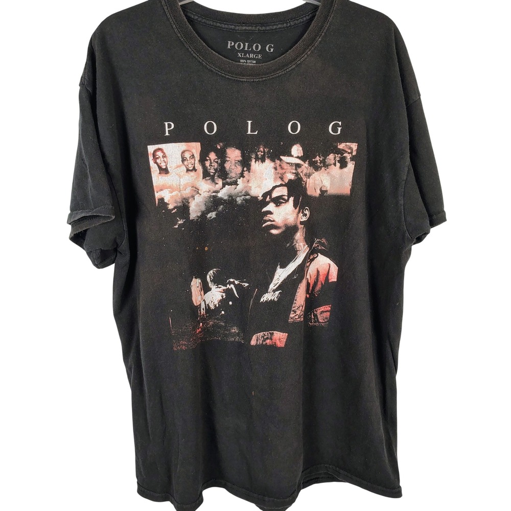Polo G Mens XL Graphic T-Shirt Black Cotton Rap Tee Streetwear Hip Hop Aesthetic